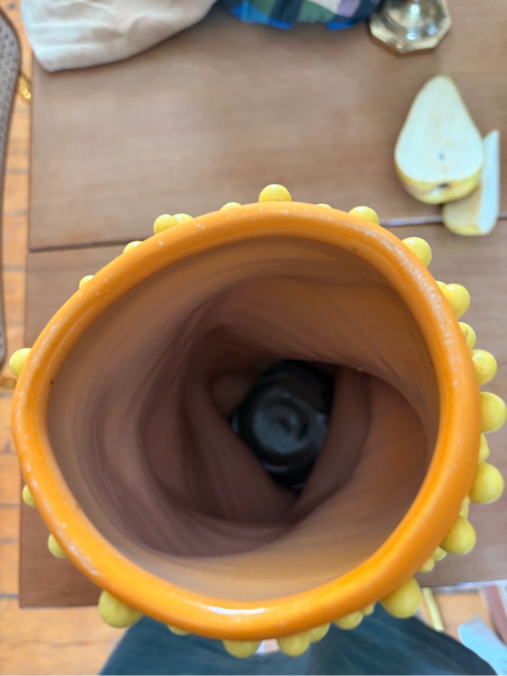 Textured Orange & Yellow Decorative Vase - Modern Accent - PK Ceramics - Picture 2 of 4